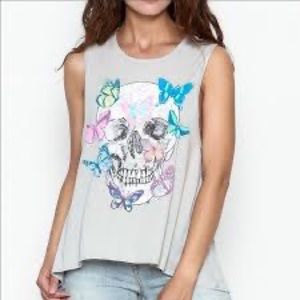 CHASER Grey Butterfly Sugar Skull Tank